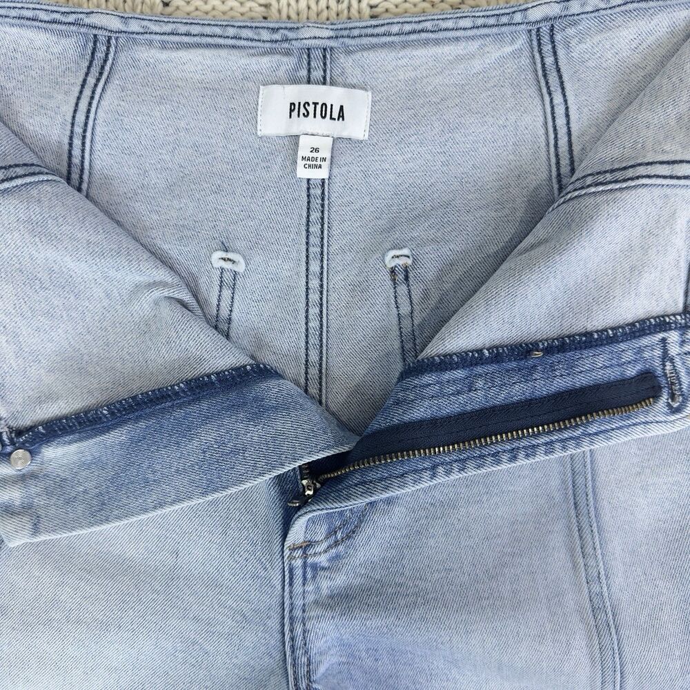 Pistola Blair High Waist Crop Barrel Jeans Size 26 Pristine Light Wash Denim - Picture 7 of 11